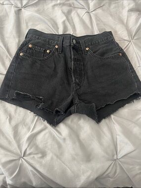 Levi's Black Distressed High-Rise Jean Shorts